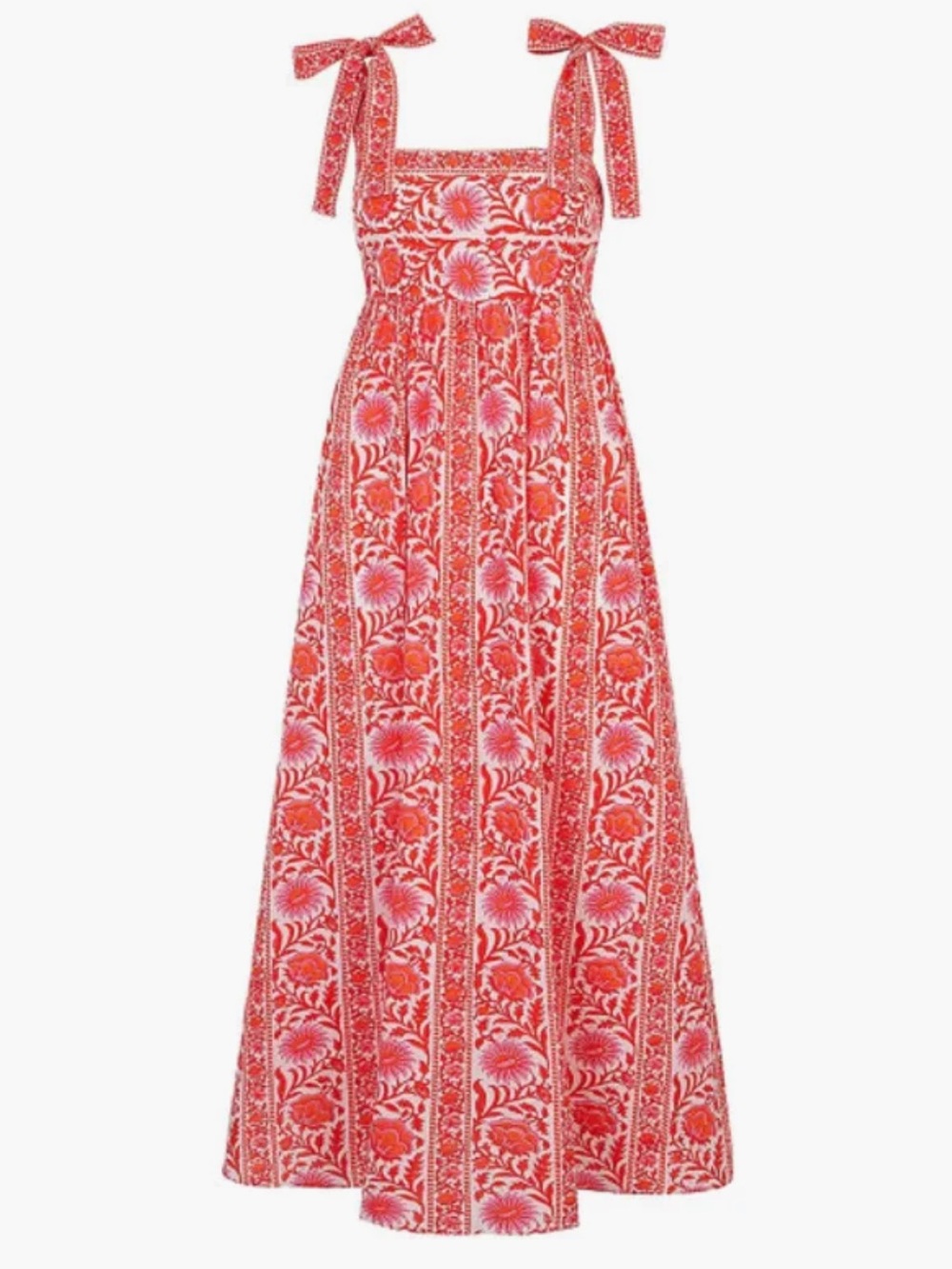 Pink City Prints Sunset Border Mykonos Maxi Dress - Red Floral